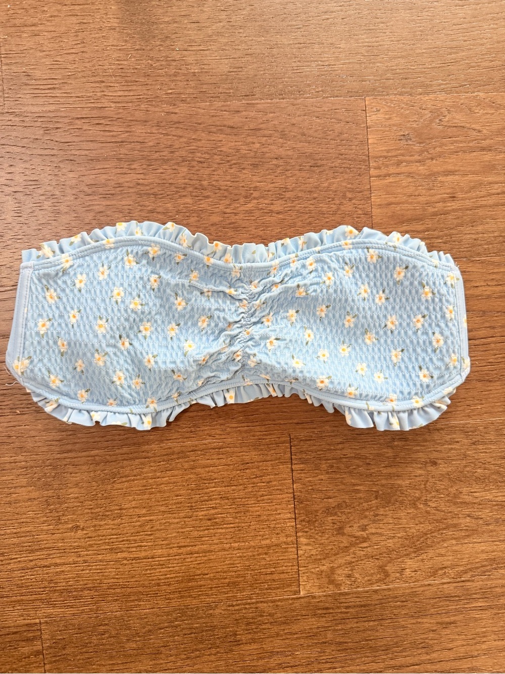 Hollister Light Blue Floral Bandeau Top with Yellow Daisies
